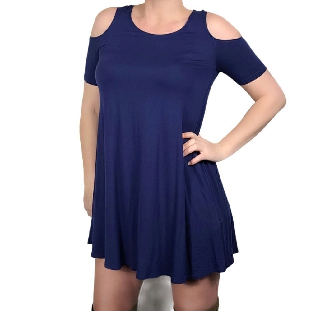 Forever 21 Blue Cold Shoulder Women's Tunic Dress